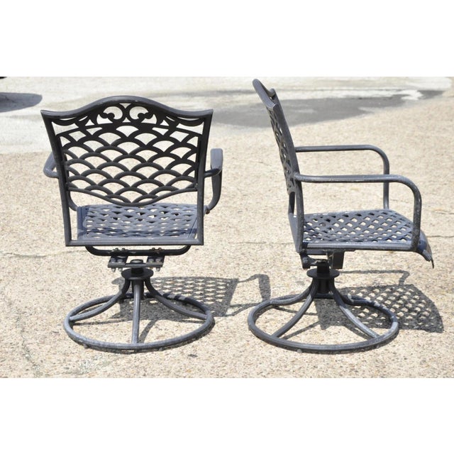 Mediterranean Style Aluminum Swivel and Tilt Black Tuscan Garden Patio Chairs For Sale - Image 4 of 10