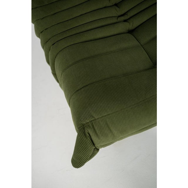 Set of Togo Lounge Chair and Pouf in Khaki Corduroy by Michel Ducaroy for Ligne Roset, 1973 For Sale - Image 13 of 18