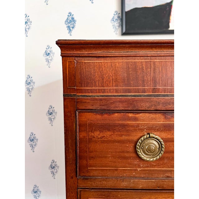 Antique Early 1800s Scottish Neoclassical Mahogany Chest of Drawers With Ebony Inlay For Sale - Image 4 of 17
