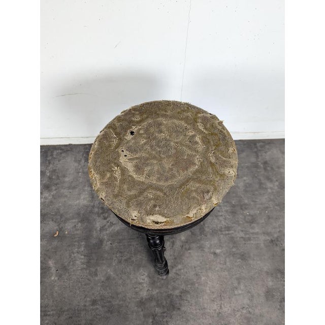 Napoleon III Piano Stool in Blackened Wood with Screws For Sale - Image 3 of 6