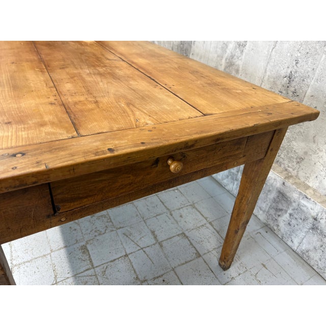 Wood Kitchen Dining Table or Desk with 3 Drawers and Tapered Legs, 1890s For Sale - Image 7 of 17