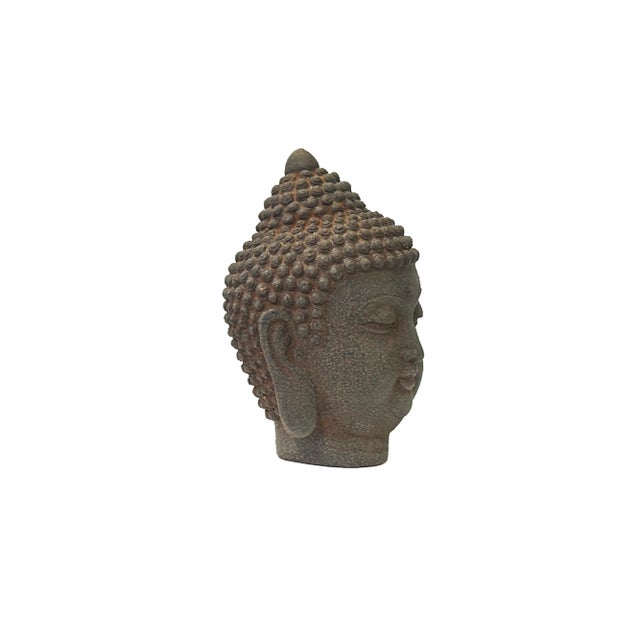 The Vintage Iron Metal Finish Rustic Buddha Head Display Figure is a striking and timeless decorative piece that...