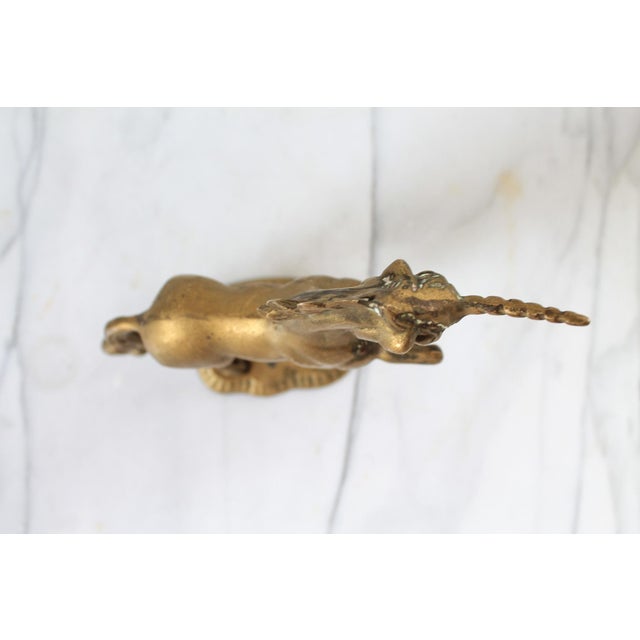 Brass Vintage Brass Unicorn Figure For Sale - Image 8 of 10