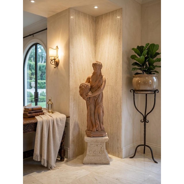 Ceramic Vintage Neoclassical Terracotta Garden Statue of Flora For Sale - Image 7 of 12