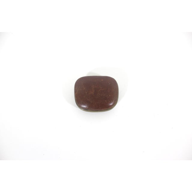 Mid-Century Modern Vintage Leather and Brass Pill Box For Sale - Image 3 of 10