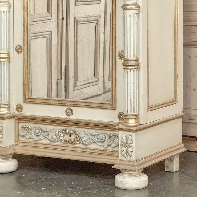 19th Century French Renaissance Revival Painted Mirrored Armoire With Barley Twist Columns For Sale - Image 10 of 18