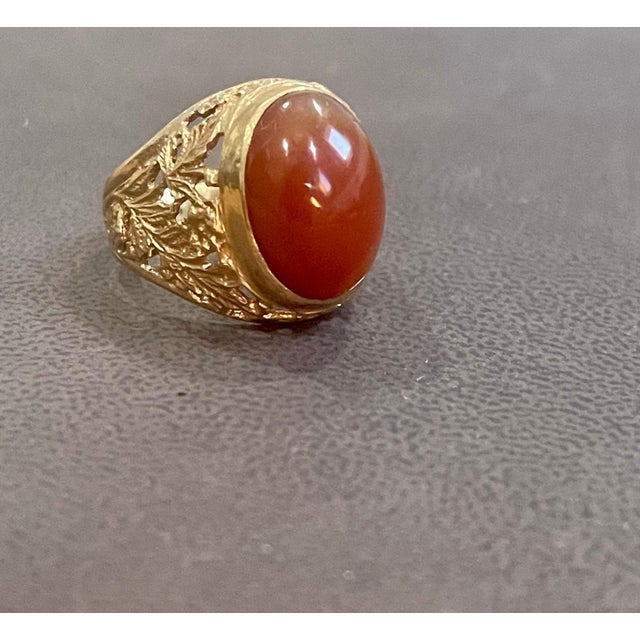 Approximately 7 Carat Jasper Cabochon 18 Karat Yellow Gold Classic Wide Ring Size 8 & 1/2 Quality craftsmanship makes this...