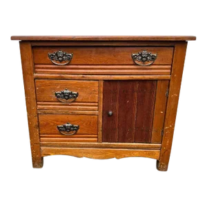 Early 20th Century Antique Oak Wash Stand Cabinet