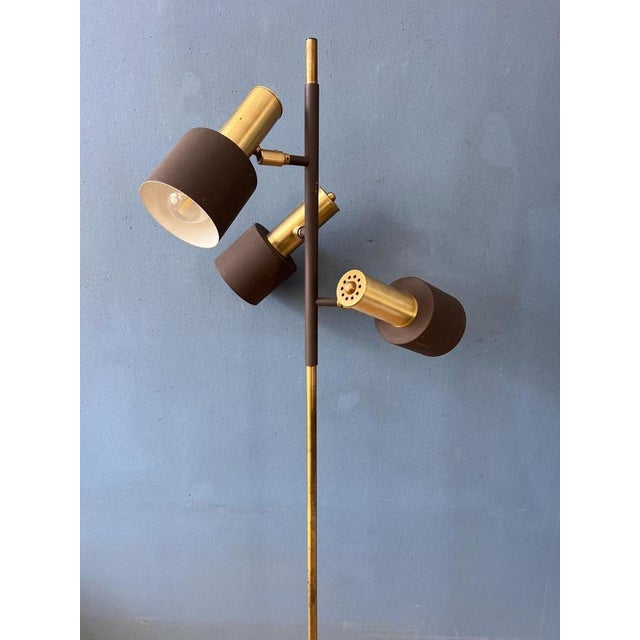 Vintage Space Age Floor Lamp in Brass and Metal from Dijkstra For Sale - Image 10 of 13
