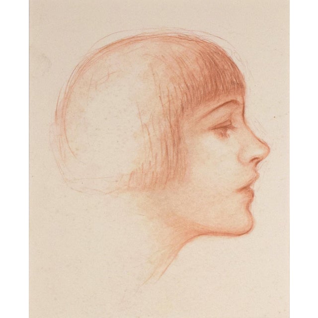 Antique Art Deco Portrait Drawing of a Woman by Charles Sheldon C. 1910s- 1920s For Sale - Image 4 of 6