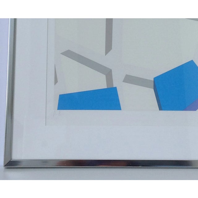 Vintage C.1981 Original Signed M. Levine "Artist Proof" Abstract Geometric Off-Set Lithograph For Sale - Image 9 of 11