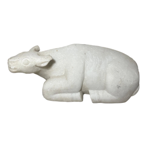 Heavy Antique Hand Carved Marble Stone Water Buffalo Animal Sculpture Statue