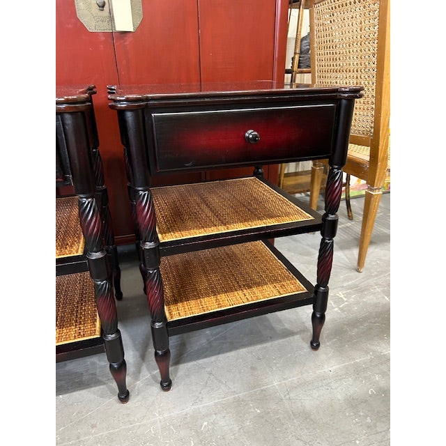 Late 20th Century British Colonial Style Palecek Side Table Nightstands, a Pair For Sale In West Palm - Image 6 of 8