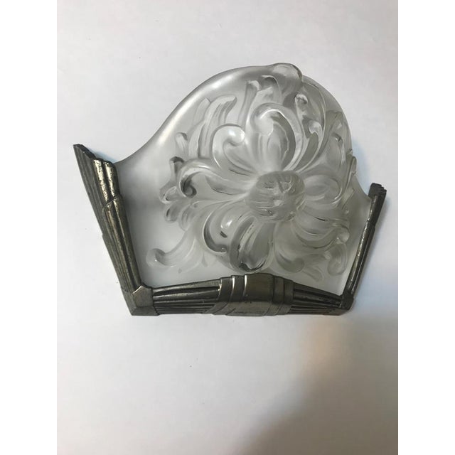 Silver French Art Deco Sconces Signed by Sabino - a Pair For Sale - Image 8 of 12