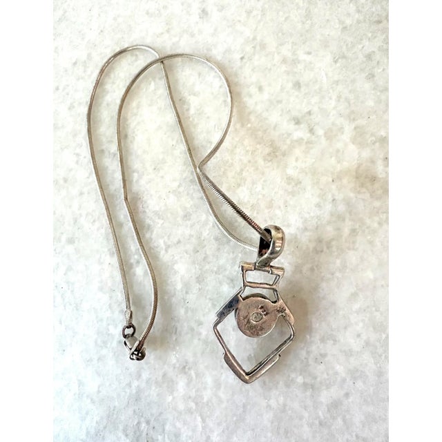 Contemporary Vintage Sterling Silver Moon Stone Pendant Necklace For Sale - Image 3 of 4