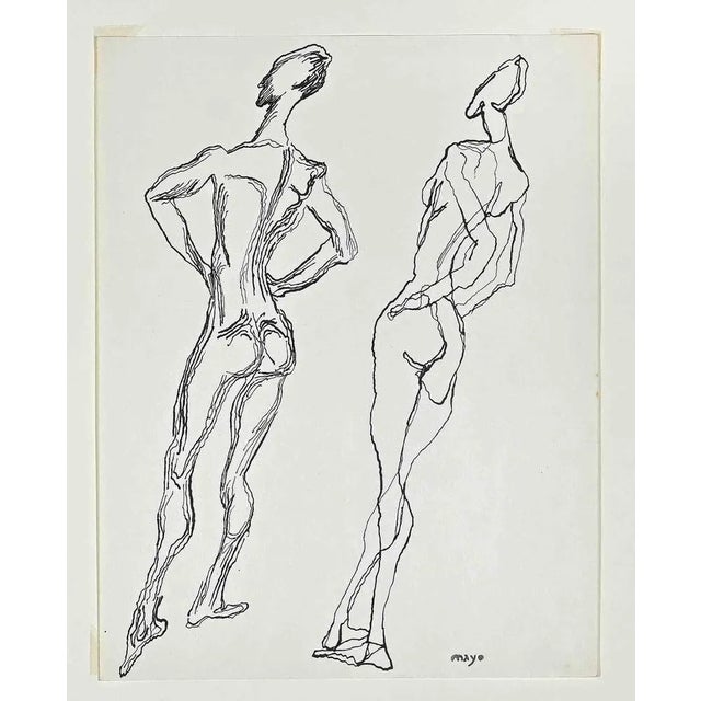 Antoine Mayo, Figure, Original Drawing, Mid 20th-Century For Sale - Image 3 of 3