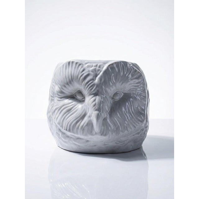Large Vintage Italian White Earthenware Owl Head Cachepot, 1960s For Sale - Image 18 of 18