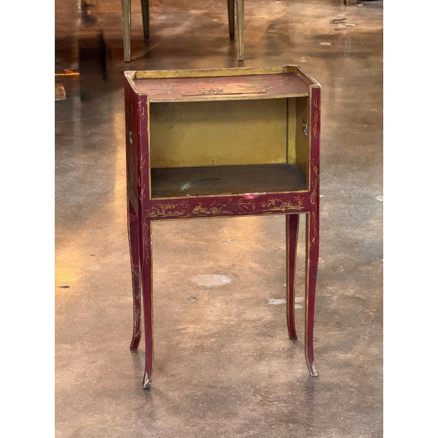 Red Chinoiserie Decorated Side Table For Sale - Image 4 of 8