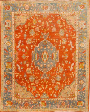 Antique Orange Turkish Oushak Wool Rug