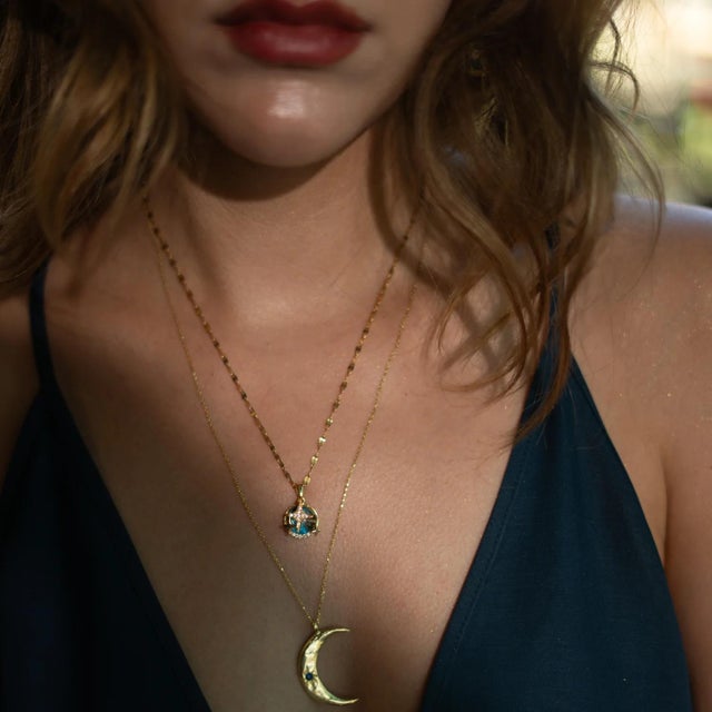 Capture the magic of the night with our Midnight Sky Diamond Necklace. Featuring a deep blue enamel backdrop adorned with...