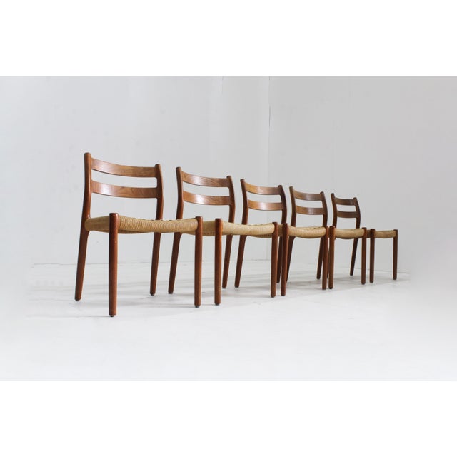 Vintage Danish Model 84 Dining Room Chairs by Niels Otto for J.L. Møllers, 1960s, Set of 5 For Sale - Image 6 of 11