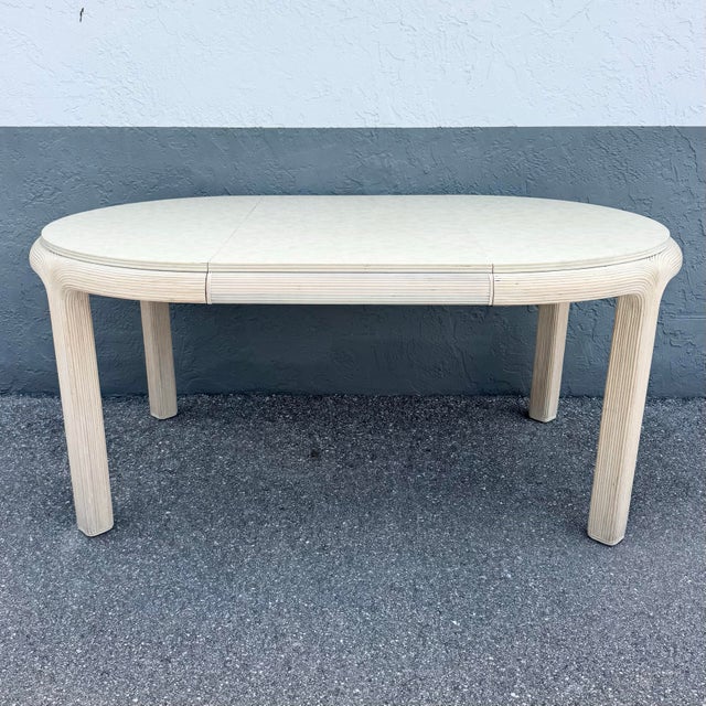 Late 20th Century Boho Chic Pencil Reed Extendable Dining Table For Sale - Image 5 of 10