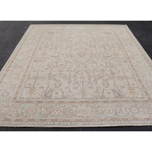 Sand Tabriz Designed Rug in Pale Sand by Keivan Woven Arts 9'10 X 13'8 For Sale - Image 8 of 16