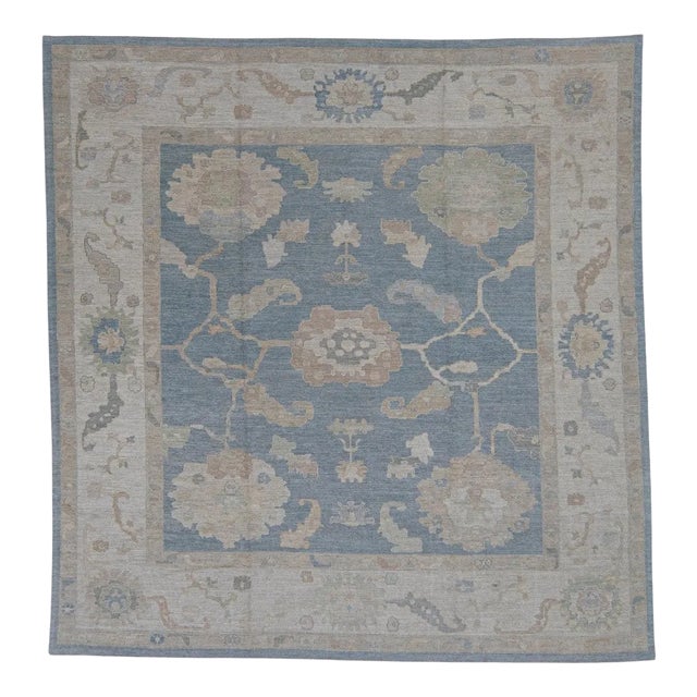 Square Turkish Oushak Rug 12'1" x 12'5" For Sale