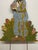 Vintage Folk Art Painted Wood Garden Figure Sculpture on Stand, Hand Carved Decorative Cutout For Sale - Image 10 of 12