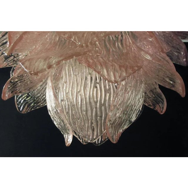 Mid-Century Modern Vintage Italian Murano Glass Chandelier with 38 Pink Glasses For Sale - Image 3 of 18