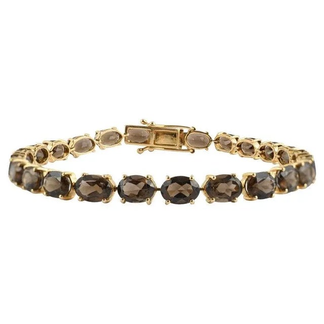 VR Jewels 18.47Carat Smoky Quartz Tennis Bracelet in 14k Solid Yellow Gold by VRJewels For Sale - Image 4 of 12