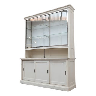 Antique Early 20th Century Pastry Shop Display Case with Sliding Doors For Sale