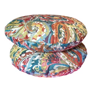 2 Multicolor Paisley Floor Pillows For Sale