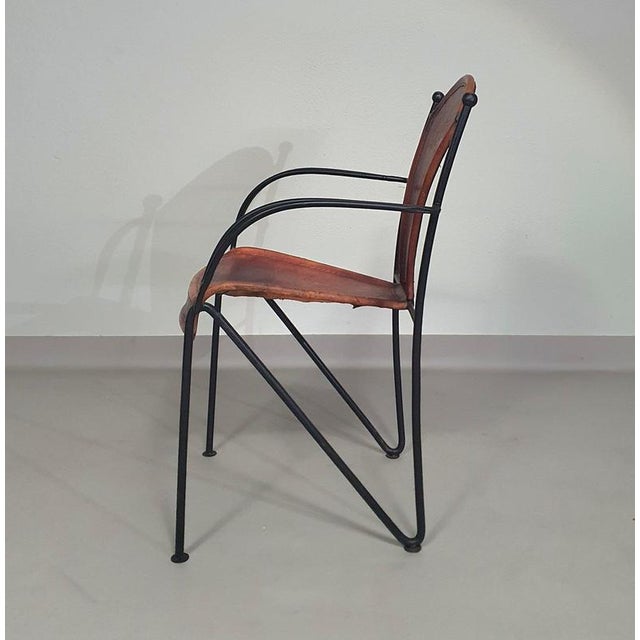 Metal Chairs in Leather and Wrought Iron, Set of 24 For Sale - Image 7 of 18