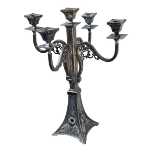 Antique Art Nouveau Five Arm Candelabra by Poole Silver