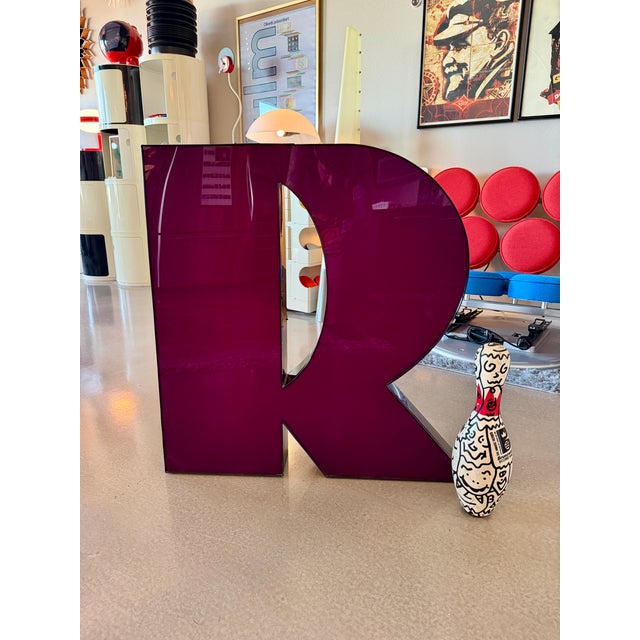 Metal Vintage XLarge Marquee Letter Metal Acrylic Sculpture Object For Sale - Image 7 of 18