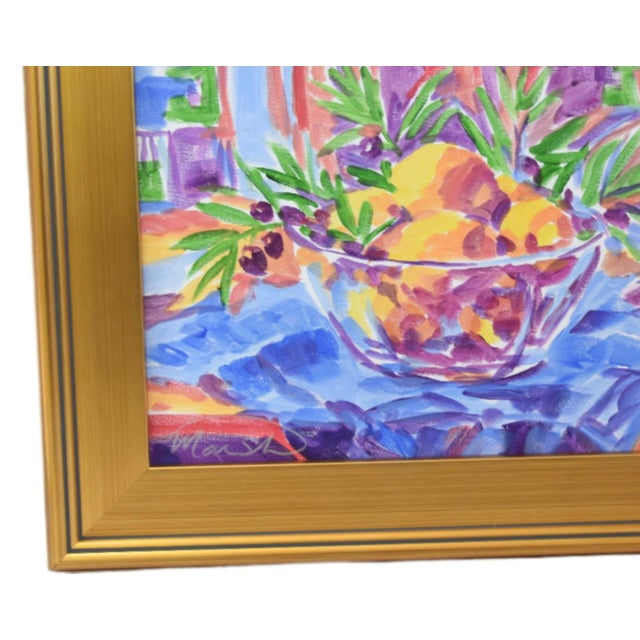 Original impressionist painting of a bowl of lemons on a stretched artist's canvas. Signed by the artist "Charlene Marsh"...