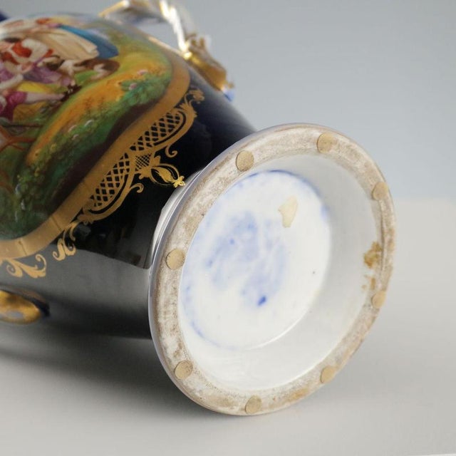 French Vase in Blue Porcelain Decorations For Sale - Image 10 of 11