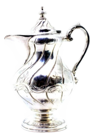 Silver Coffee Pot with Engraved Gummed Friezes