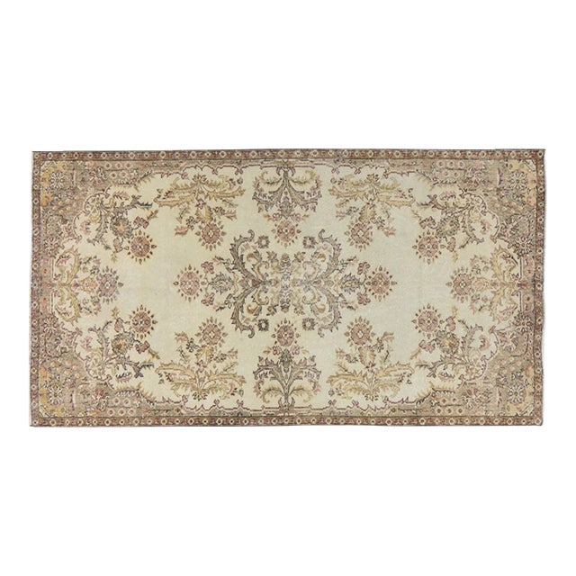 Vintage Turkish Anatolian Hand Knotted Wool Rug, 4' X 7'2" For Sale