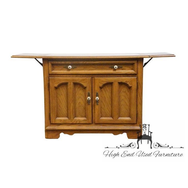 Thomasville Furniture Homecoming Collection Solid Oak Rustic Country Style 56" Drop Leaf Server Buffet W. Granite Top For Sale - Image 12 of 18