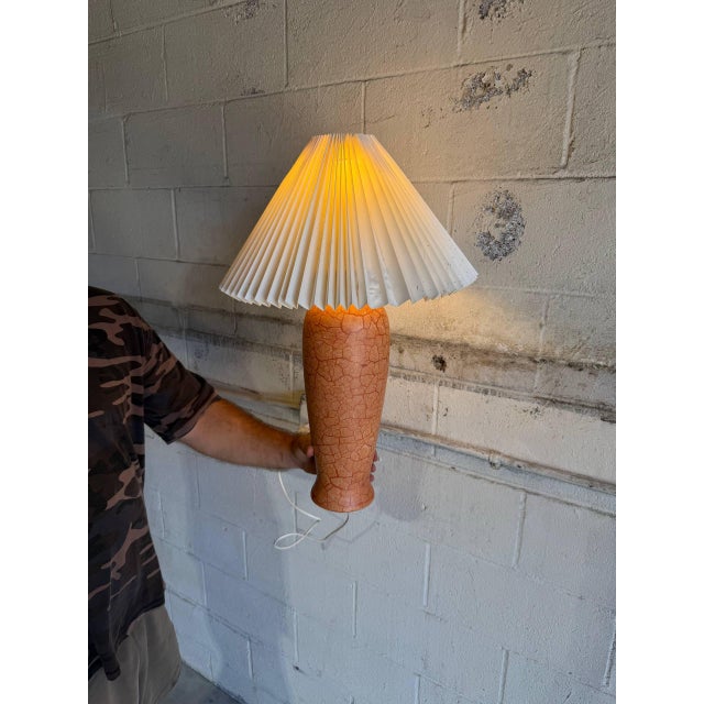 Mid 20th Century Mid-Century Modern Orange Ceramic Table Lamp For Sale - Image 11 of 12