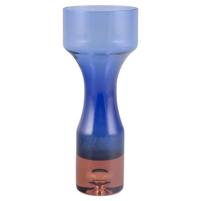 1980s Swedish Art Glass Vase in Blue and Orange by Bo Borgström for Åseda, 1980s For Sale - Image 5 of 5