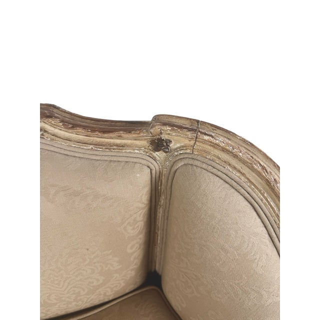 Vintage Louis XV Revival Carved Giltwood Upholstered Settee For Sale - Image 16 of 18