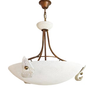 Pendant Lamp in Burnished Metal and Murano Glass, 1980s For Sale