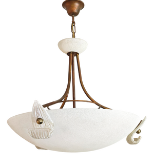 Pendant Lamp in Burnished Metal and Murano Glass, 1980s