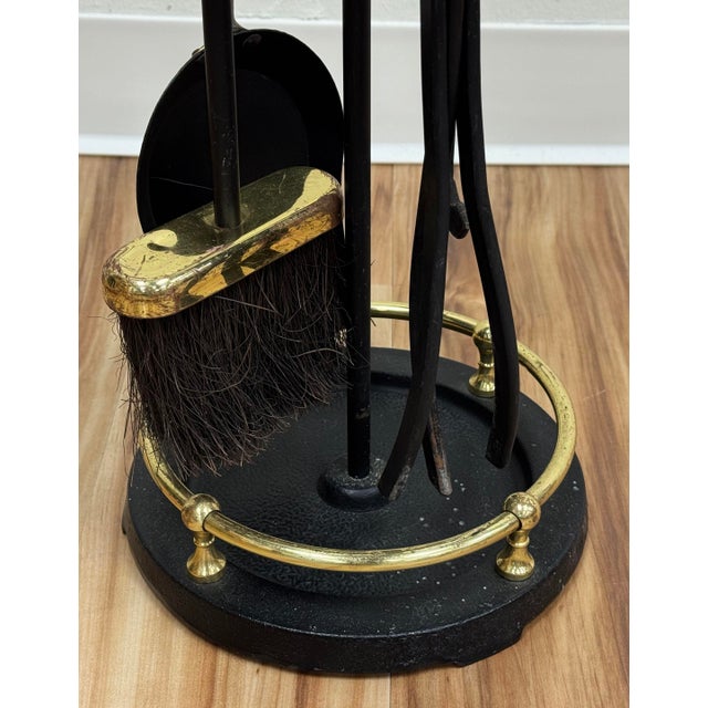 Late 20th Century Vintage Brass and Cast Iron Golf Club Fireplace Tools on Stand For Sale - Image 5 of 12