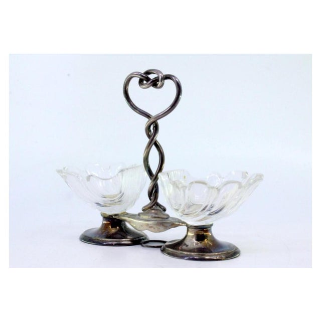 Shell-Shaped Glass and Silver Salt and Pepper Shakers, Set of 3 For Sale - Image 3 of 8
