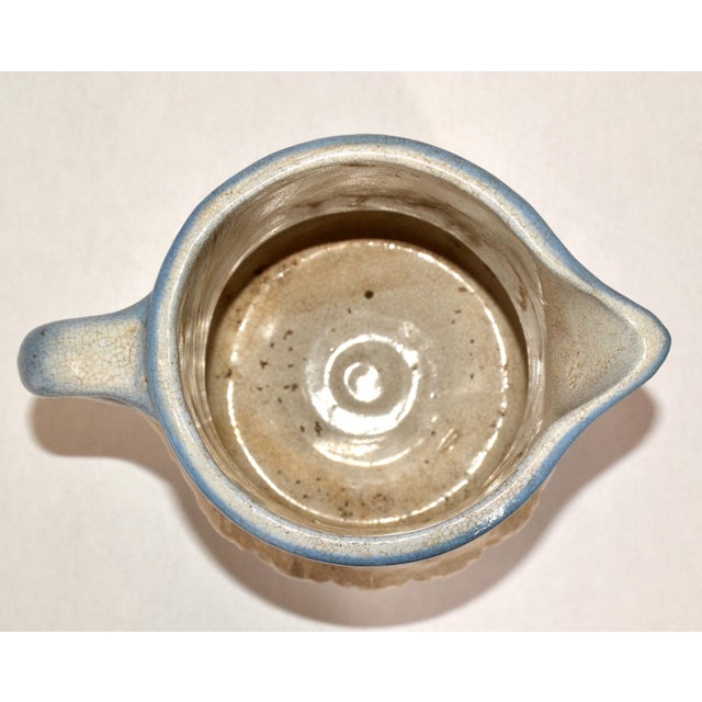 Early 20th Century Dutch Windmill Tulip Motiv Blue Beige Stoneware Pitcher For Sale - Image 9 of 12