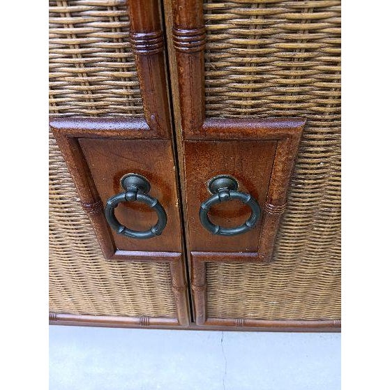1980s 1980s Genuine Dixie 7 Drawer Dresser Faux Bamboo Rattan Wicker For Sale - Image 5 of 10